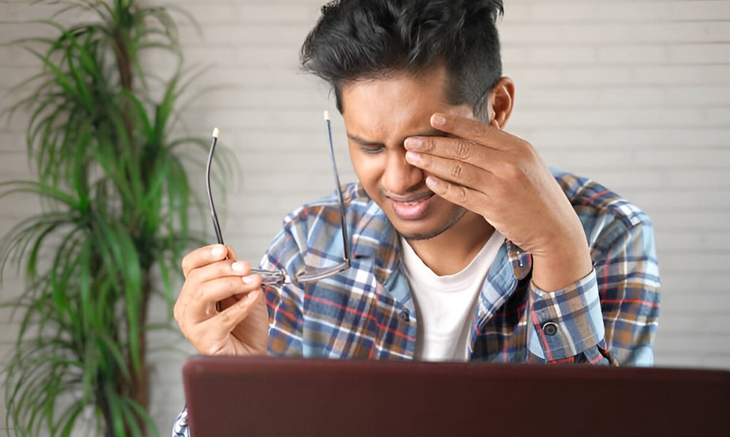 How To Reduce Eye Strain As A Freelancer Best Practices For Screen Users A close-up shot of a man, visibly upset from the sharp eye pain he’s experiencing while working. Freelancers often struggle with eye strain from staring at screens for long hours. To ease this discomfort, tips like the 20-20-20 rule, adjusting screen brightness, and maintaining proper posture can make a big difference in reducing strain and protecting long-term eye health.