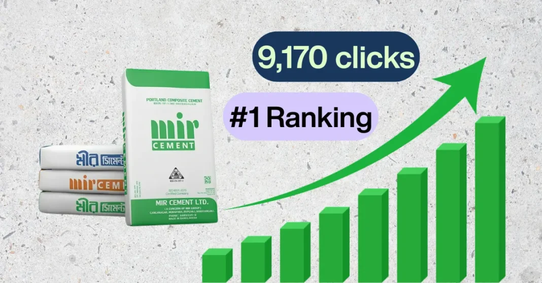 Mir Cement SEO Case Study Mir Cement SEO case study showing 9170 clicks and 210K impressions in December 2024
